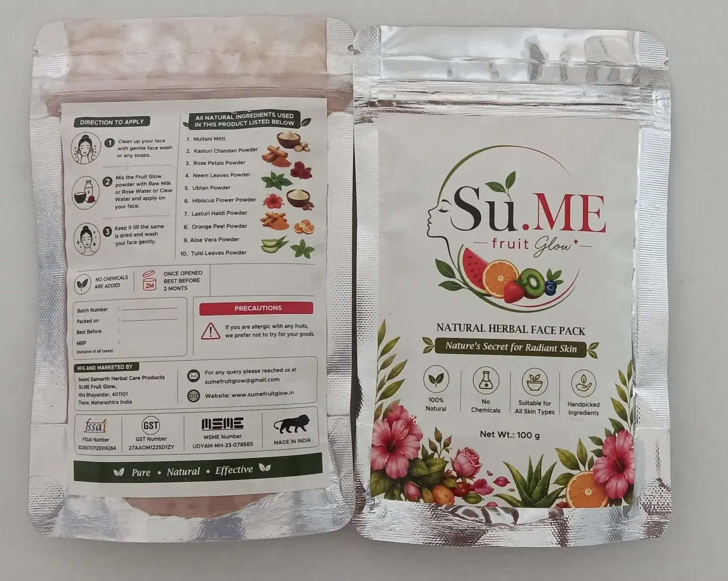 Su.ME Fruit Glow Natural Herbal Face Pack, 100 g