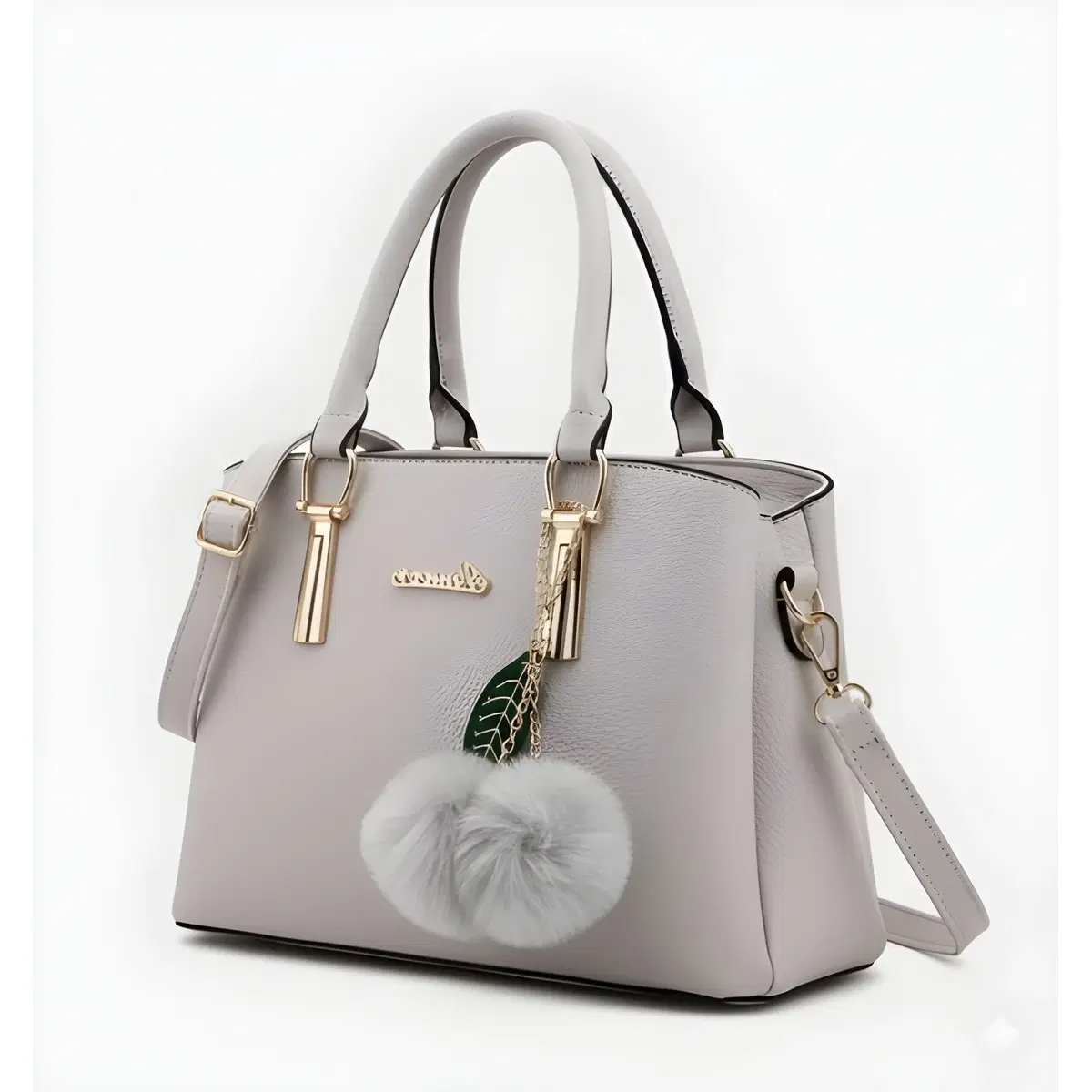 Premium Quality Women's Stylish PU Leather Handbag - Light Grey Structured Tote
