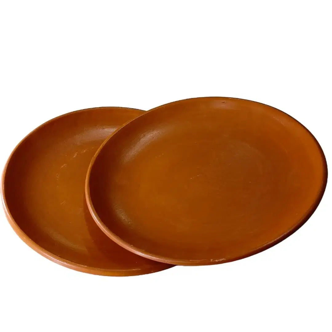 iINTELLIGENCEi Clay Dinner Plates, Terracotta Thali, 11 Inch, 28 cm, 2 Qty