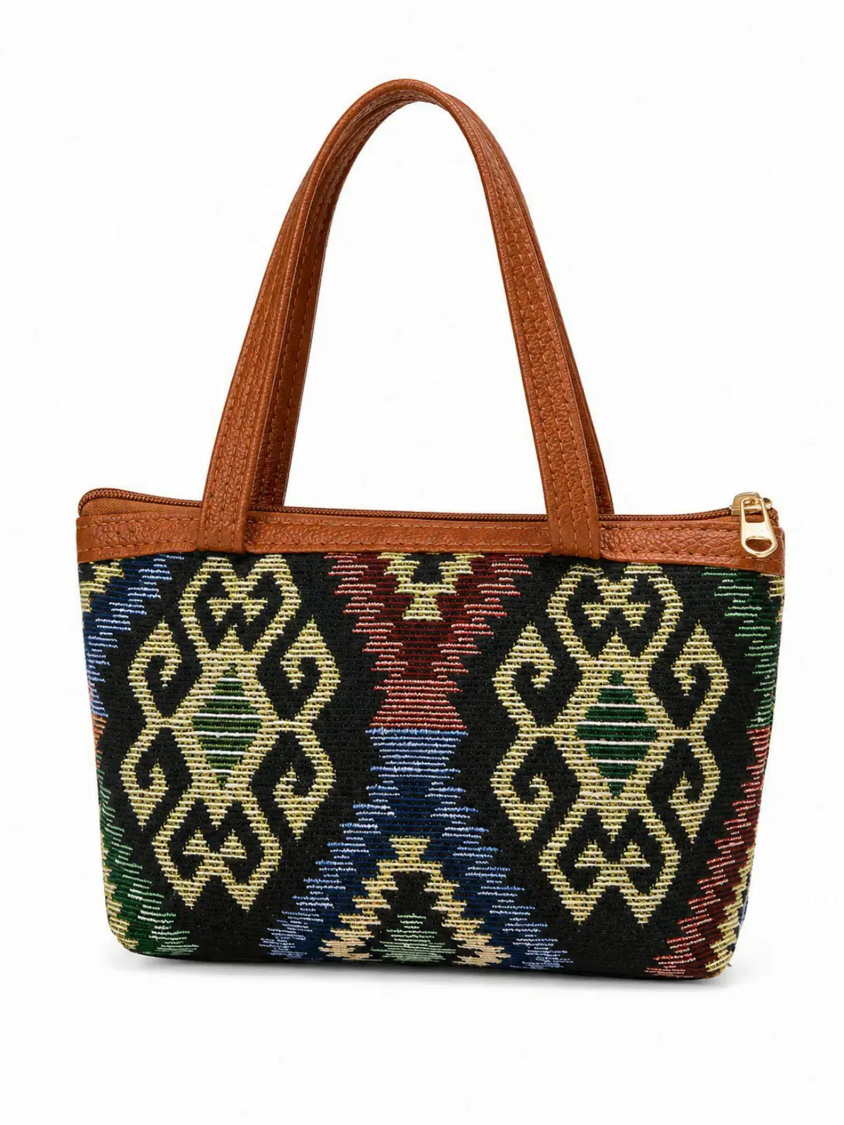 Multicolor Black Jacquard Handbag