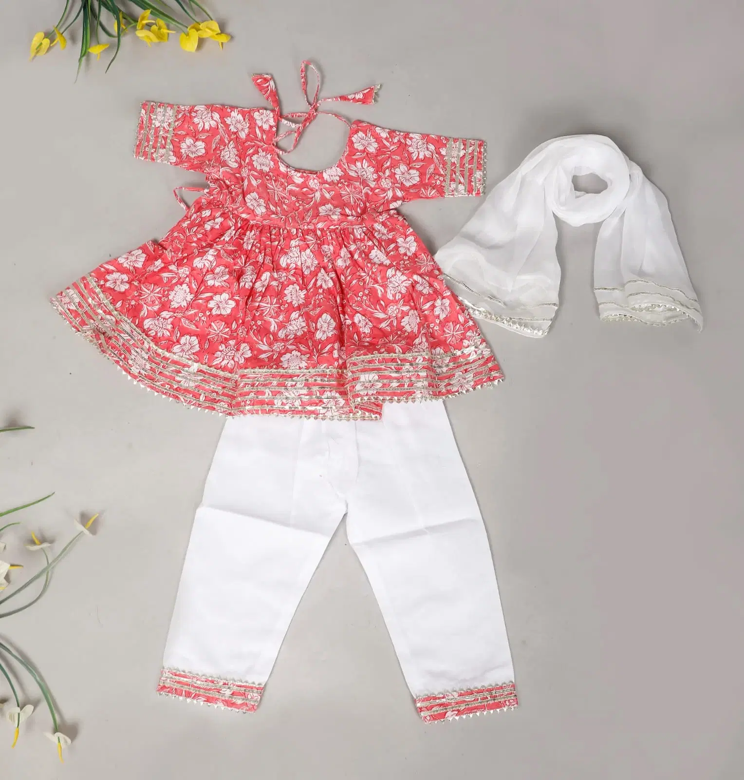 Boys Pink Printed Kurta Dhoti Set