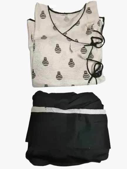 Boys Cream Black Kurta Dhoti Set