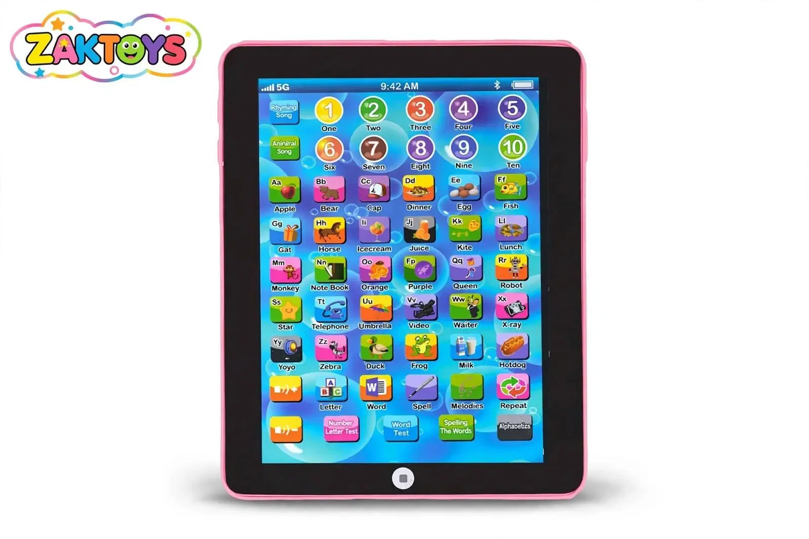 ZAKTOYS Kids Learning Tablet 54-Key Educational Toy