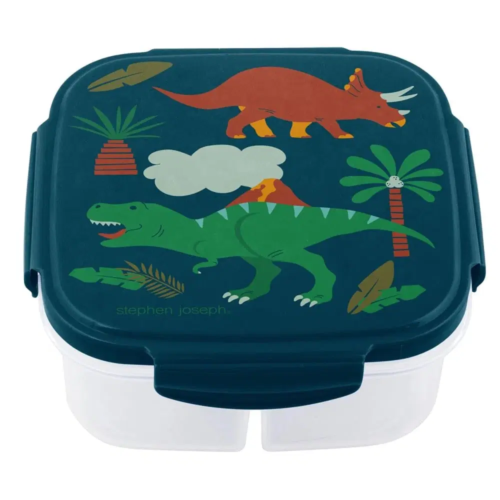 Stephen Joseph Snack Box with ICE-Pack Pink Dino Lunch Box with Compartments BPA Free Plastic Tiffin Box for Children, Ideal for School, Nursery