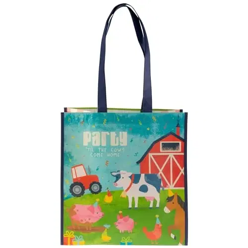 Stephen Joseph, Large Recycled Reusable Birthday Gift Bag With Handles, Shopping Bag, Farm