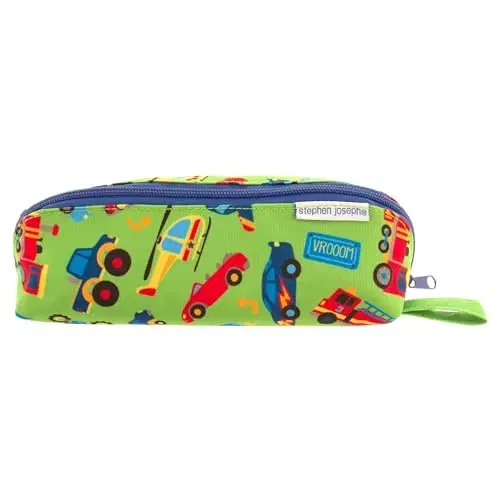 Stephen Joseph All Over Printed Pencil Pouch | Multipurpose Kids School Stationary Case, Colorful Cute Designs with Large Space for Pencils and Pens (Transportation)