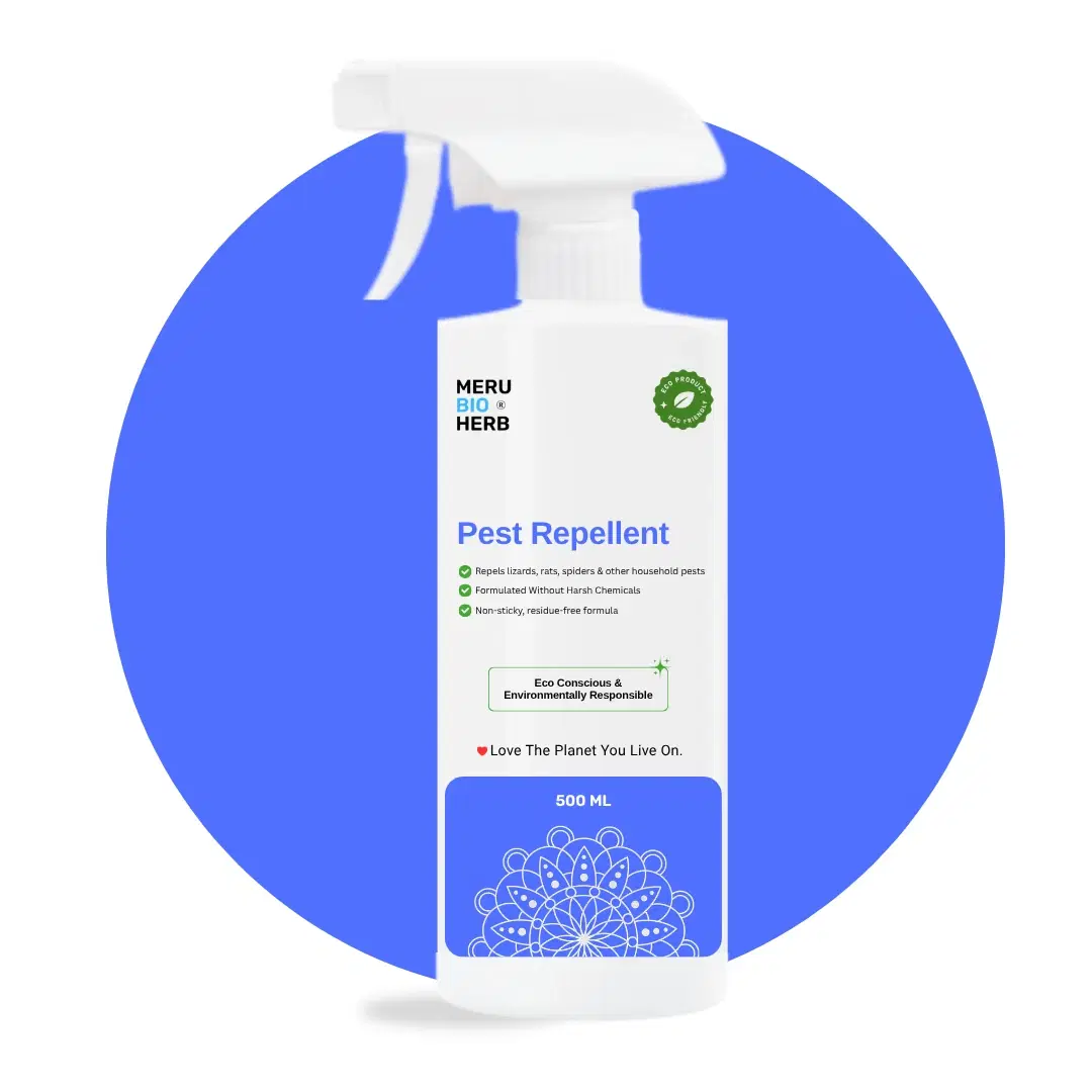 Meru Bio Herb Pest Repellent 500 ml white trigger spray bottle with blue label