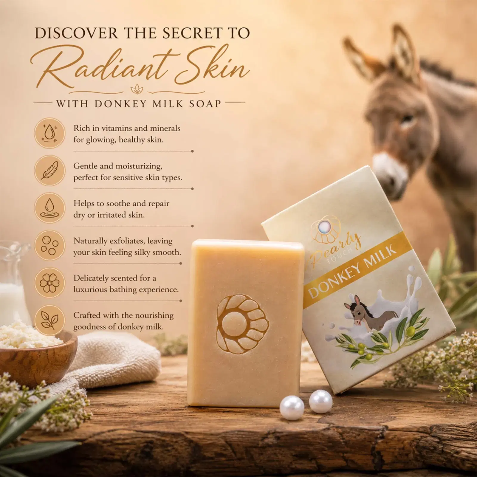 Pearly Touch Donkey Milk Soap