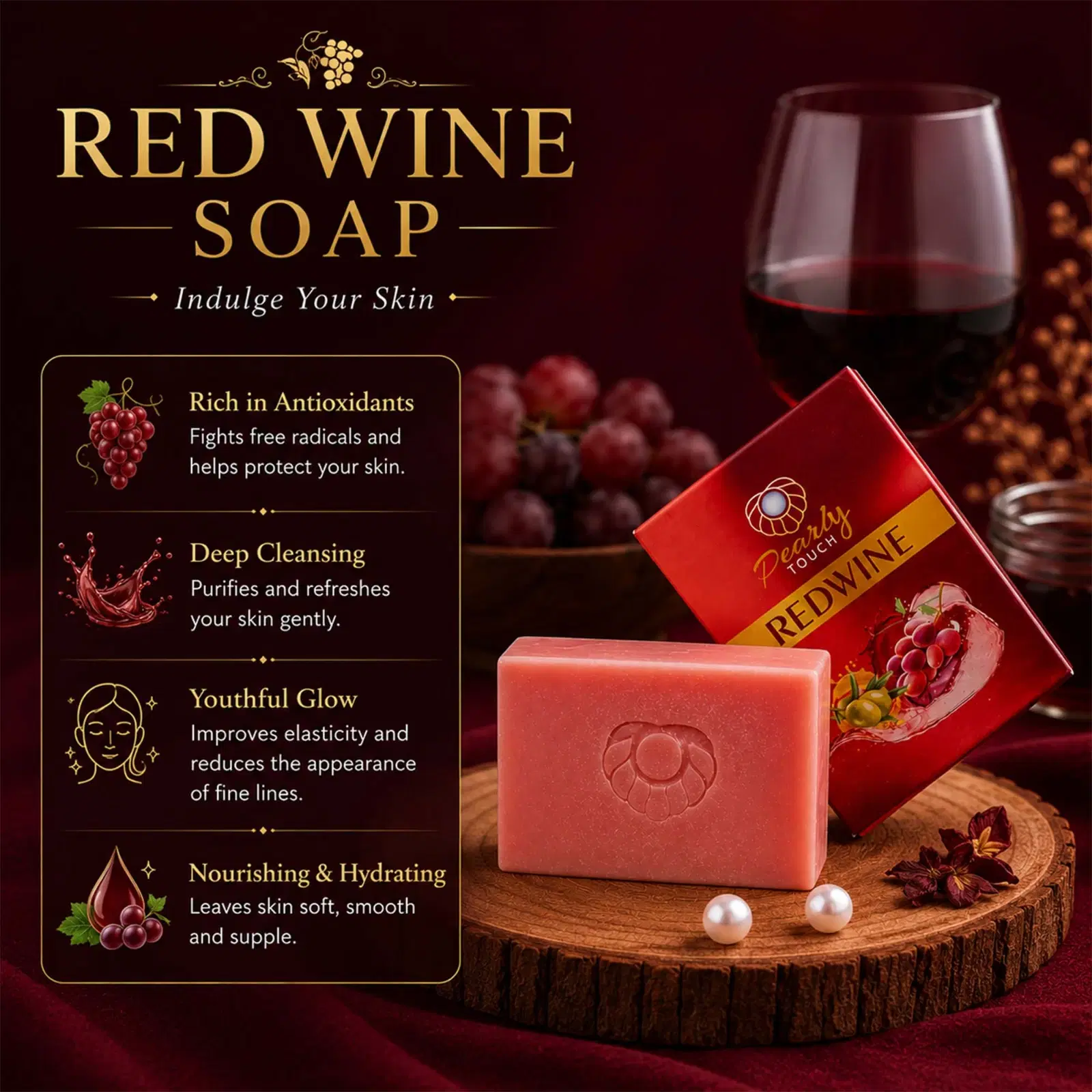 Pearly Touch Red Wine Soap