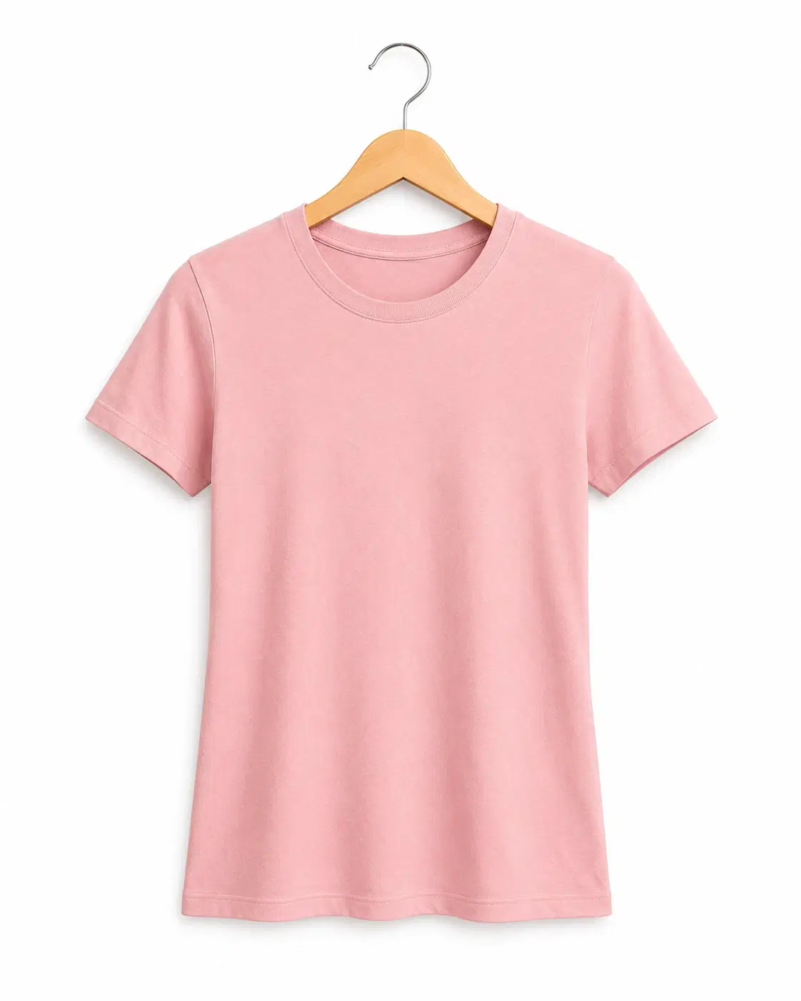 Women's Solid Pink Crew Neck T-Shirt
