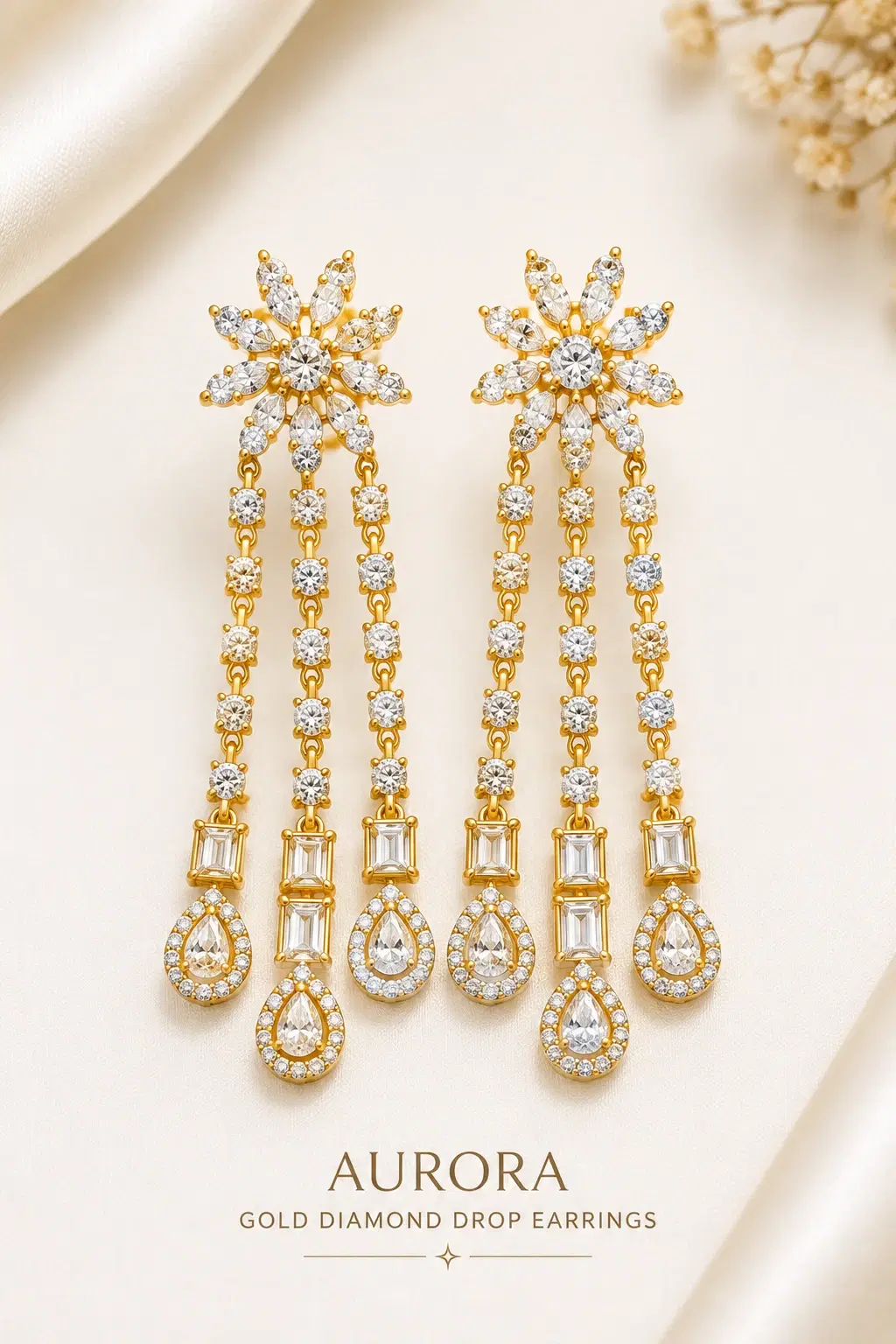 Aurora Drop Golden Earrings