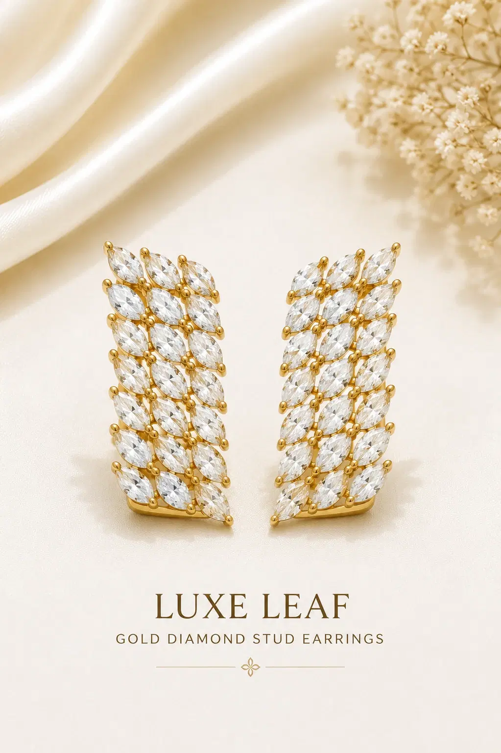 Luxe Leaf Gold Stud Earrings