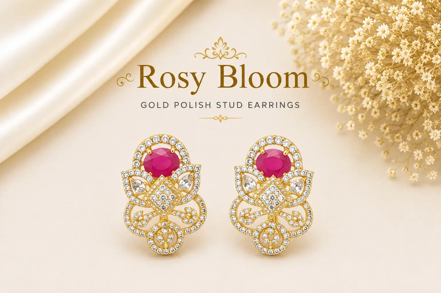 Rosy Bloom Stud Earrings