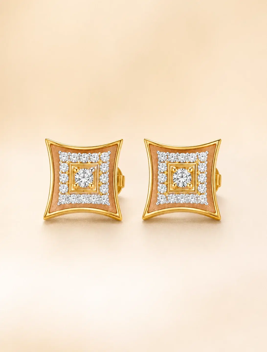 Twinkle Frame Gold Stud Earrings
