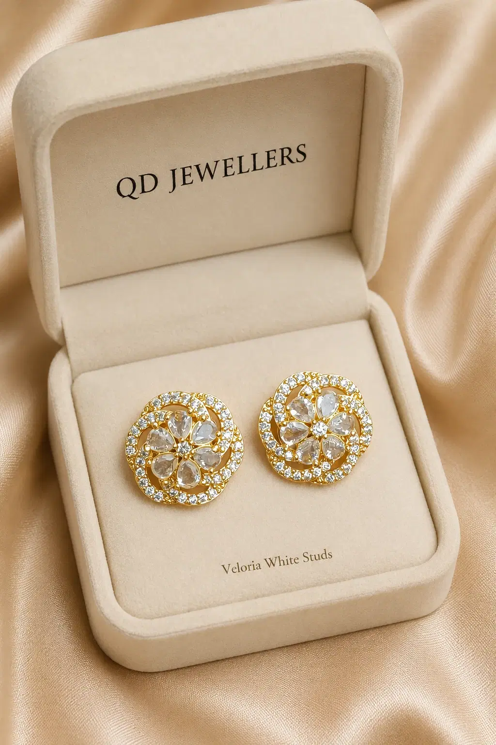 Veloria White Stud Earrings