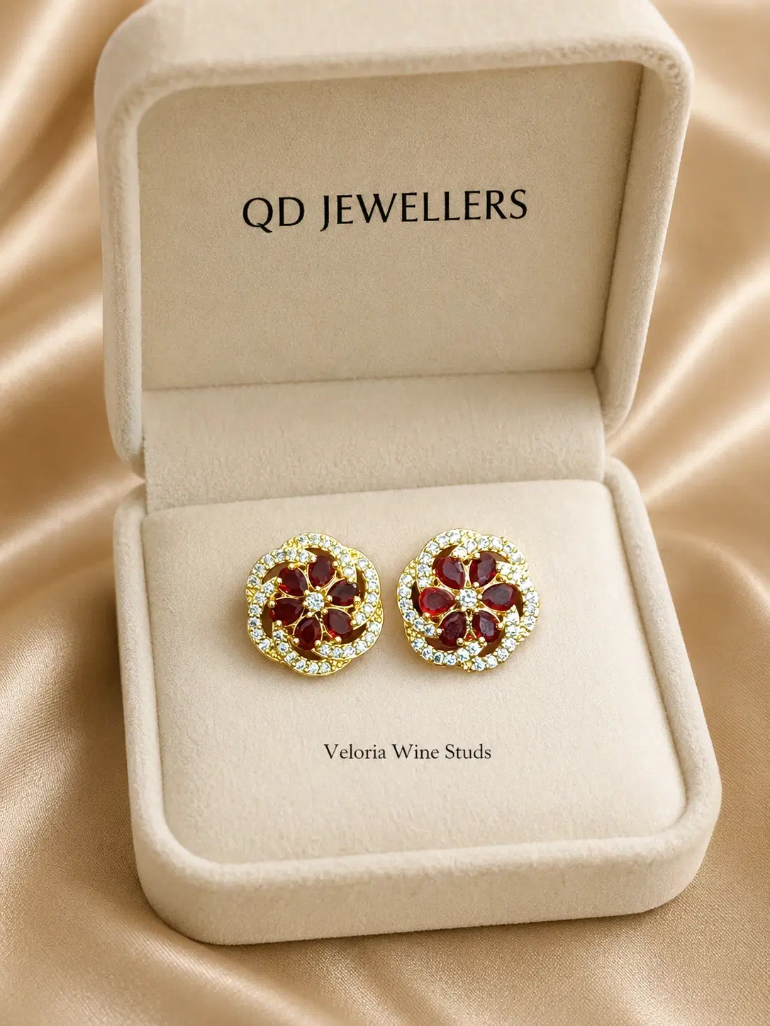 Veloria Wine Stud Earrings