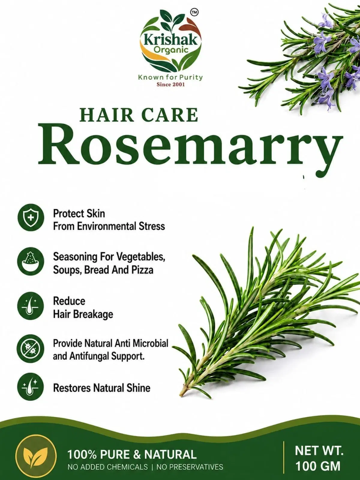 Krishak Organic Dehydrated Rosemary Leaf