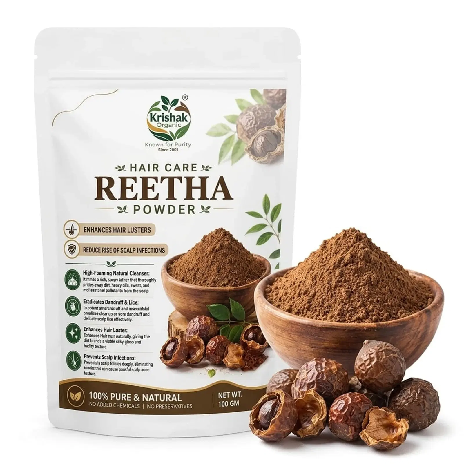 Krishak Organic Reetha Powder Hair Cleansing