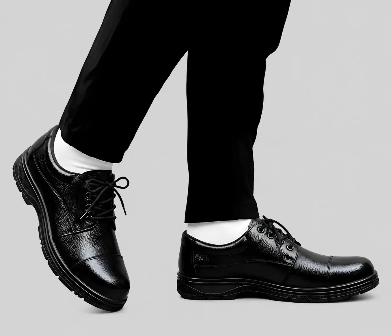 Latest Genuine Mild Leather Police Safety Shoes for Men | Heavy Duty Tactical Work Shoes | Anti-Slip Durable Industrial & Security Shoes For Men