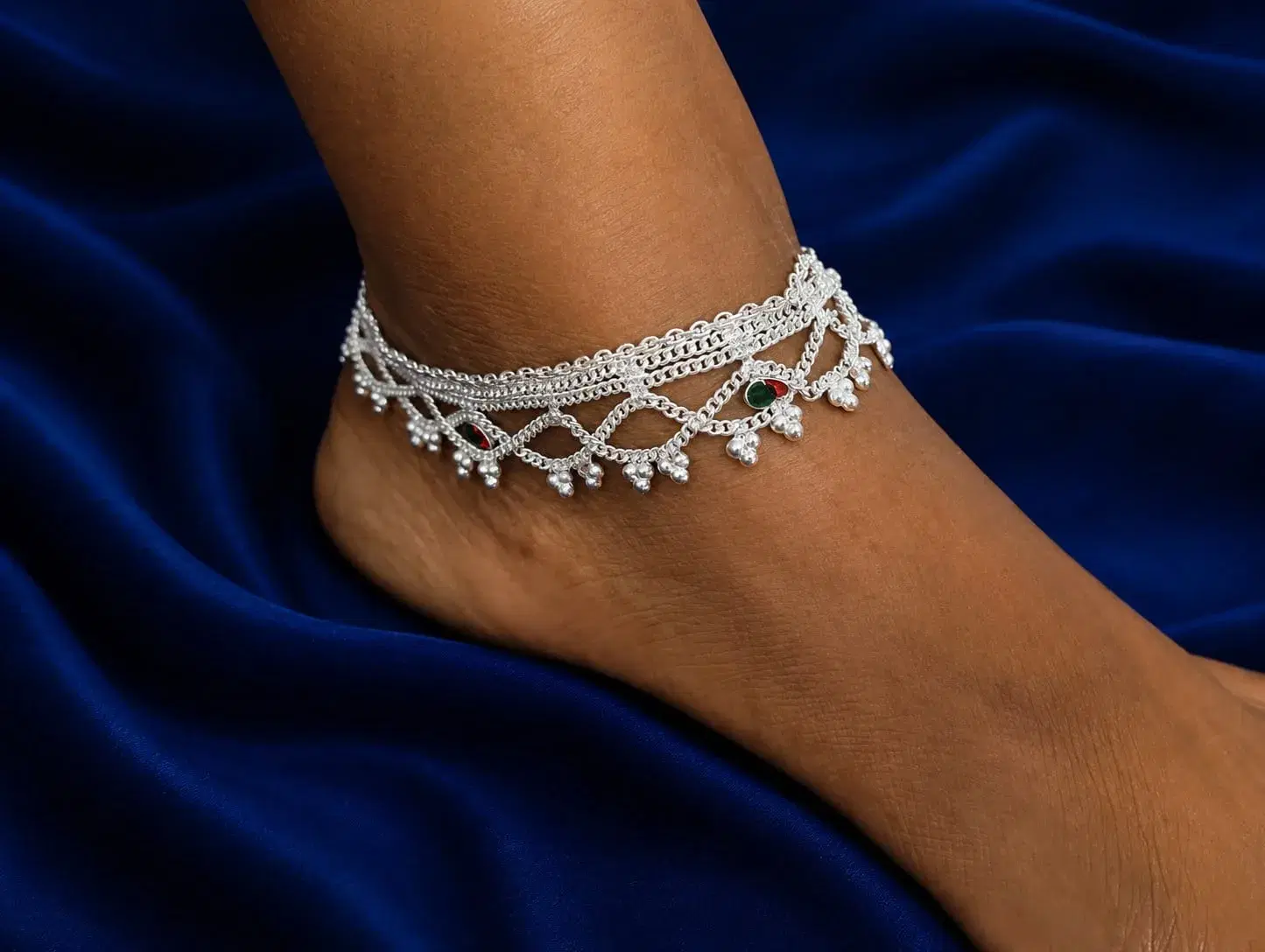 Silver Chain Anklet with Pendant