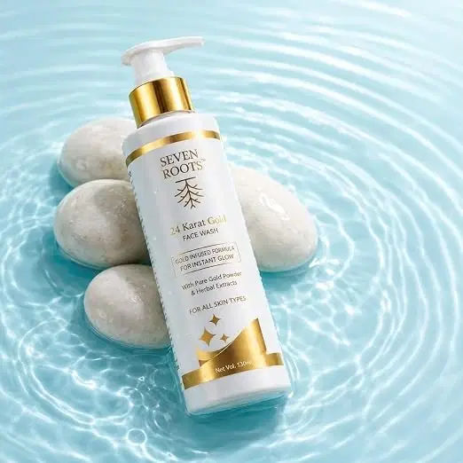 Seven Roots 24 Karat Gold Powder Face Wash – Herbal Brightening & Glow Care, 130 ml