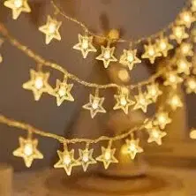 20 LED Decorative Fairy Lights with Transparent Gel Stars