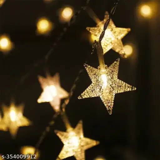 20 LED Star Fairy Lights with Transparent Gel Stars and Clear Wire
