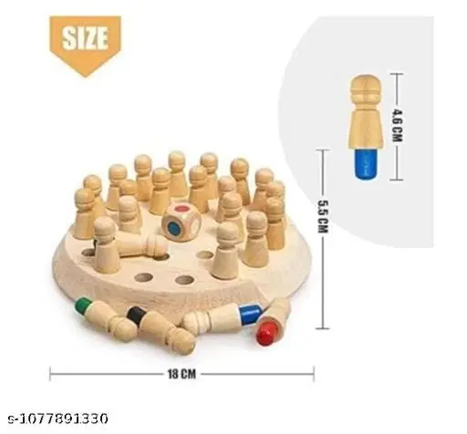Memory Chess Wooden Board Game for Kids – Color Matching & Memory Skill Game with Wooden Pegs and Dice, Educational Brain Game, 3+ Yrs