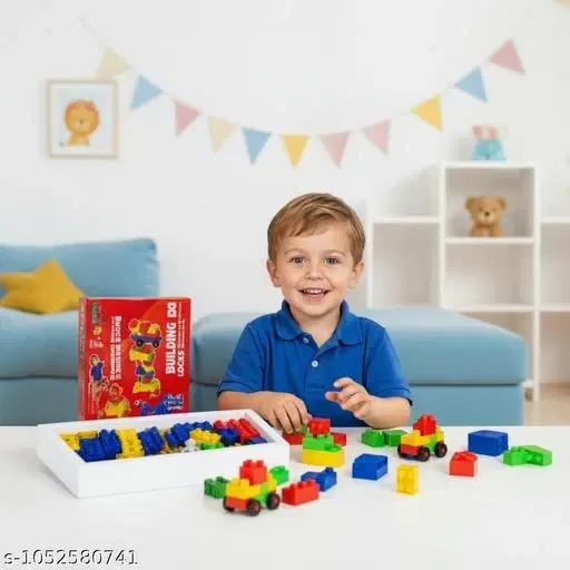 Building Blocks for Kids 3+ Years | 60+ PCS Educational Construction Toy Set with Storage Box Educational Building Blocks Set | Creative Learning Construction Toy for Boys & Girls 60+ PCS Big Building Blocks for Kids | STEM Educational Construction Toy