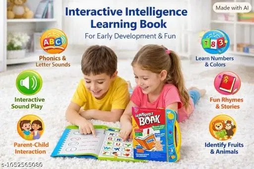 Interactive Intelligence Learning Book for Kids with Sound | ABC, Numbers, Animals, Fruits, Vehicles, Rhymes & Stories | Educational Toy for Boys & Girls (3+ Years)