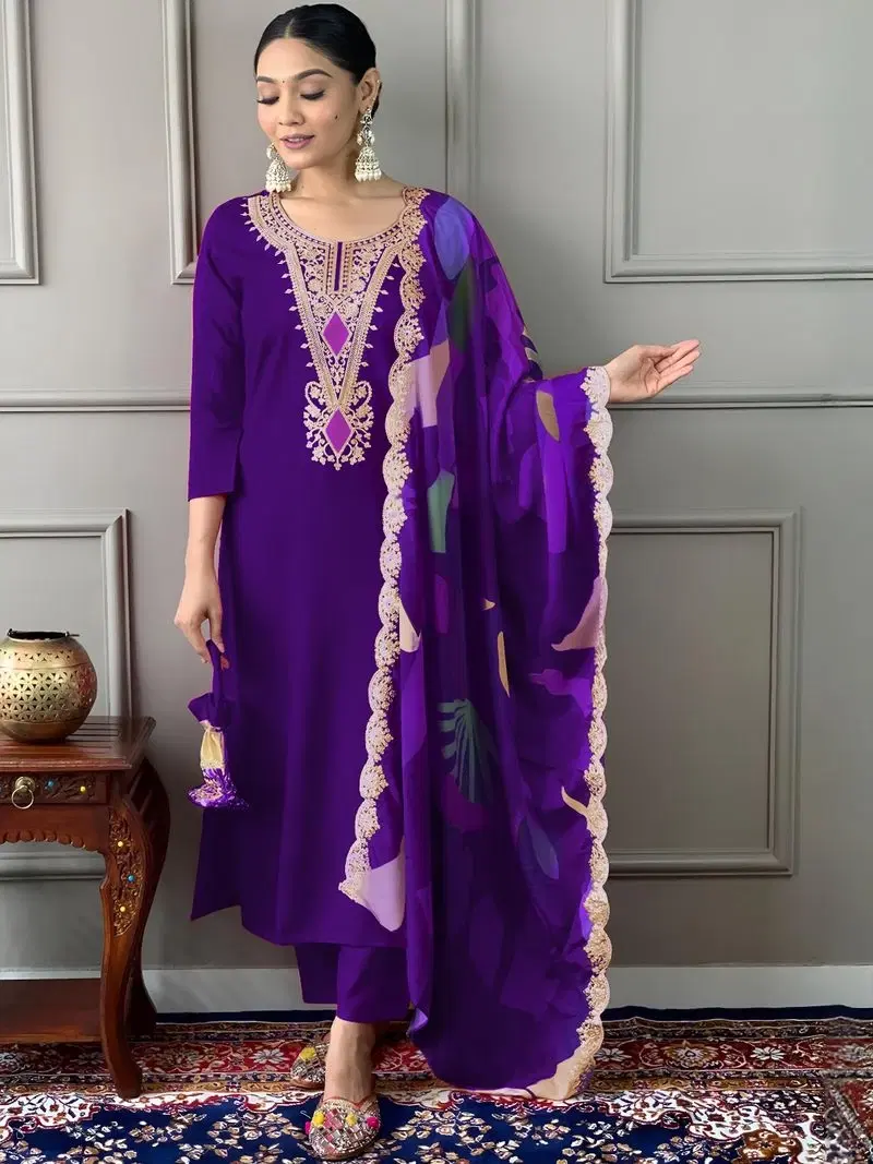 TERRA MONK Embroidered Kurta, Trouser/Pant & Dupatta Set