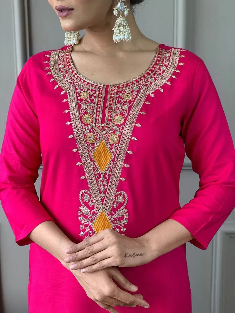 TERRA MONK Embroidered Kurta, Trouser/Pant & Dupatta Set