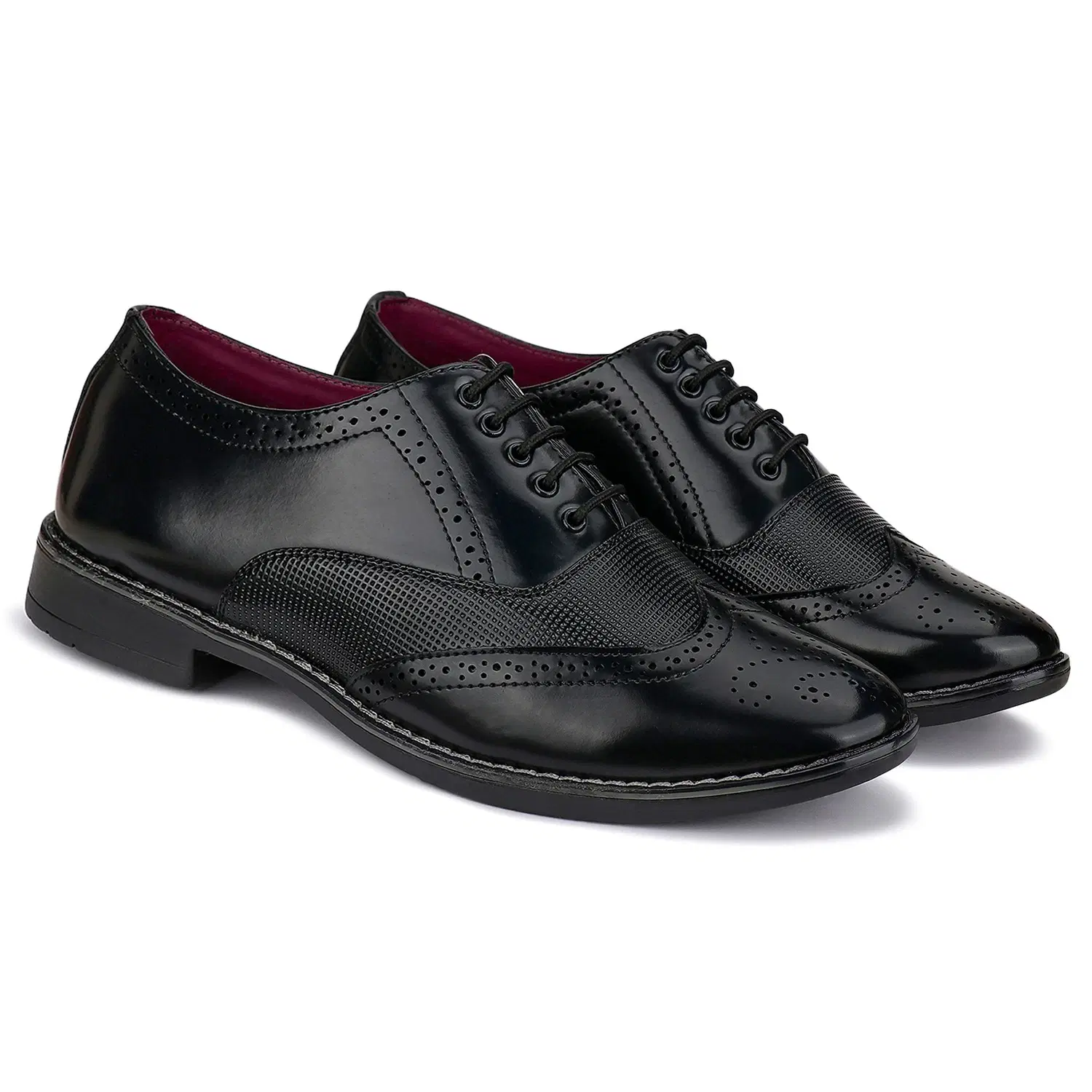 BERSACHE Men’s Black Formal Lace-Up Shoes for Office, Party & Daily Wear