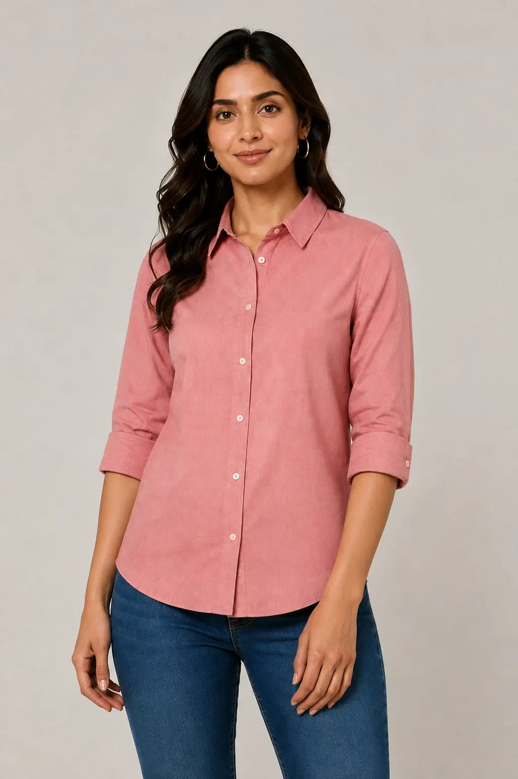 Women's Shirt - Dusty Rose 100% Cotton Oxford