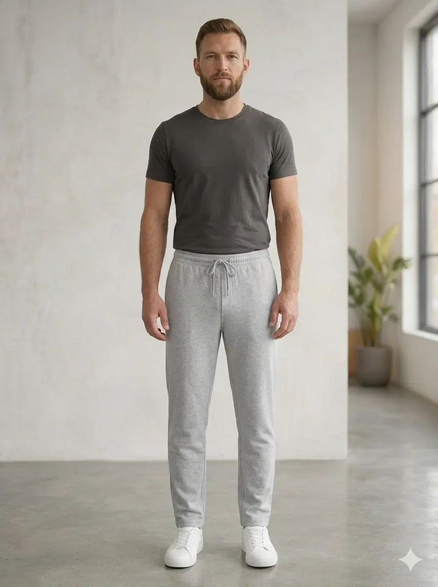 Men Track Pants - Cotton Rich - Grey