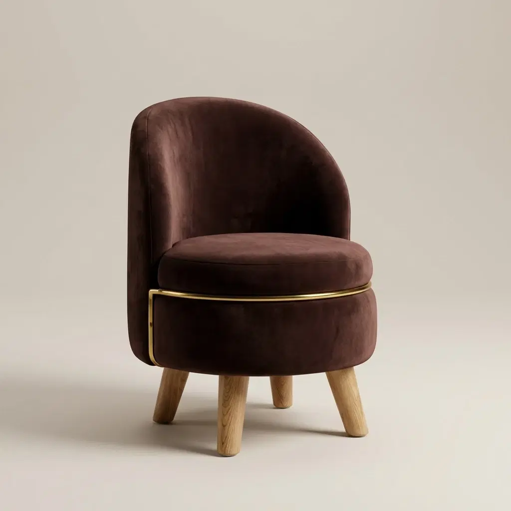 Vibrant Solid Brown Ottoman Baby Chair With Wooden Legs