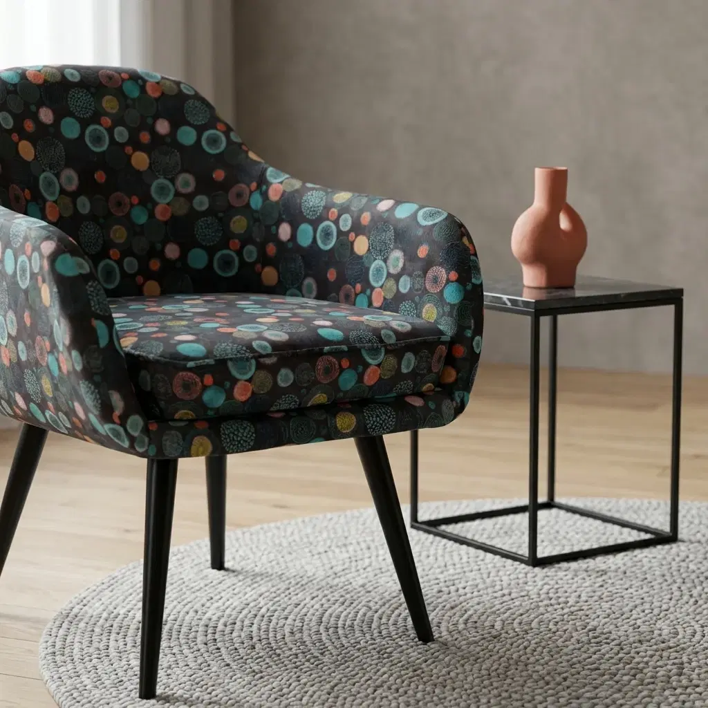 Multicolor Accent Chair With Geometric Patterned Upholstery